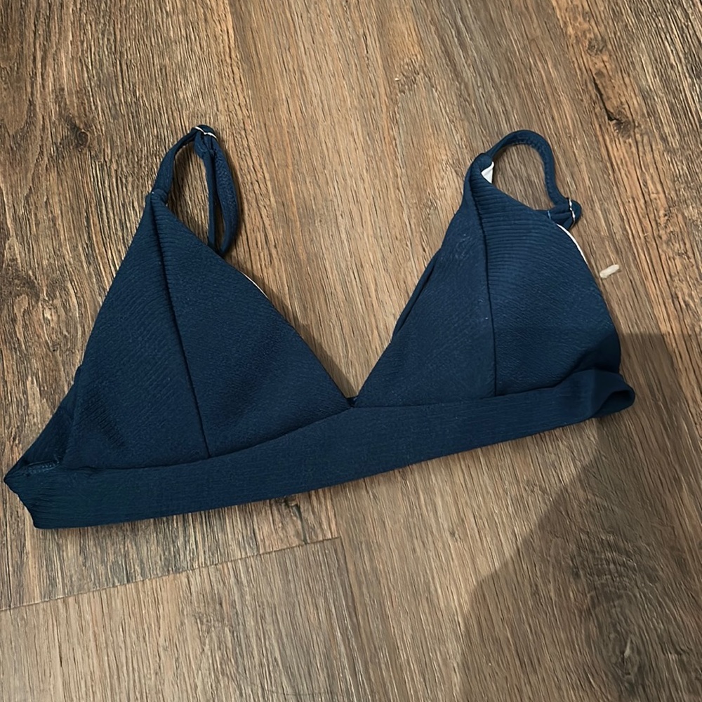 Blue teal triangle bikini top